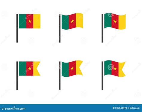 Flag Of The Republic Of Cameroon Icons Set Cameroon Flag Symbols Stock