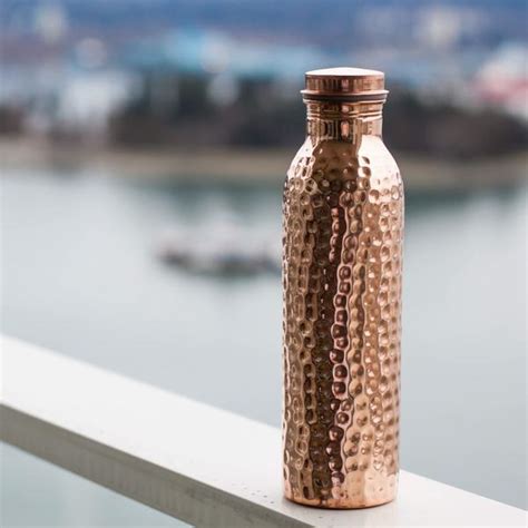 Copper Hammered Water Bottle 900 Ml For Drinkware Certification