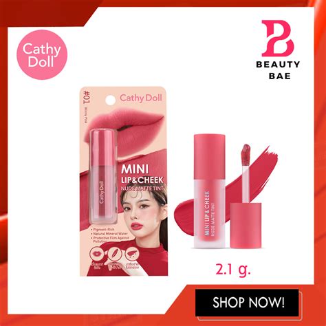 CATHY DOLL MAKEUP MINI LIP CHEEK NUDE MATTE TINT ขนาด 2 1g ลปทน เคทดอลล เนอแมท นดแมท