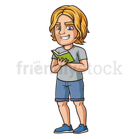 Cartoon Man Reading Book Clipart Vector Friendlystock