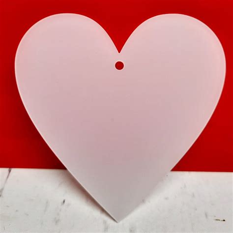 10 X Frosted White Acrylic 10cm Heart 1 Hole Mds Woodform Crafts