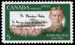 John McCrae 1872 1918 In Flanders Field Canada Postage Stamp