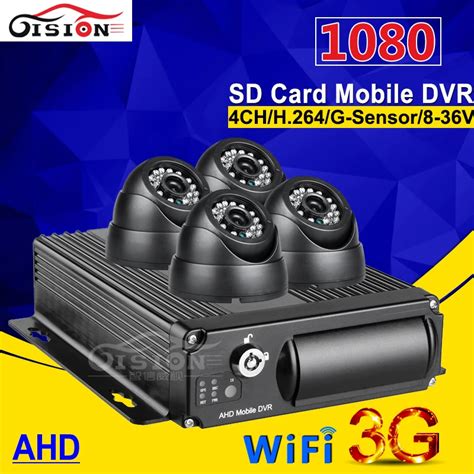 Pcs Cctv Car Camera Ch Ahd Dual Sd Card Mobile Dvr With G Gps Wifi