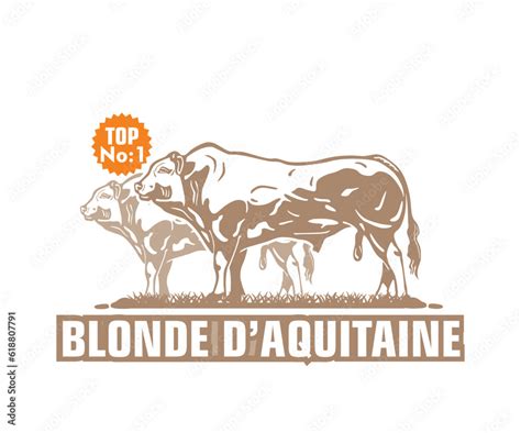 BLONDE D AQUITAINE MUSCLE BULL LOGO Silhouette Of Strong Big Monster