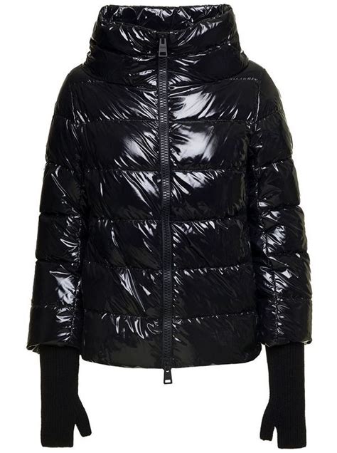 Buy Herno Gloss Puffer Down Jacket With Gloves In Shiny Nylon Black