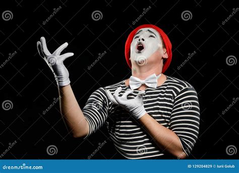 Male Mime Singing Opera Stock Image Image Of Mime Hand 129204829