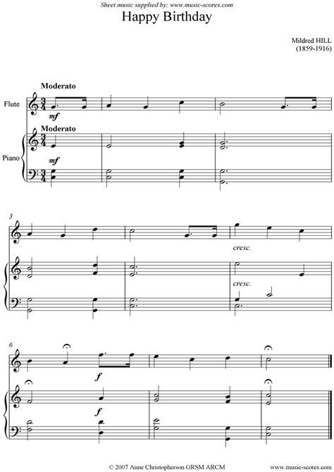 Happy Birthday Flute Sheet Music By Traditional Flute