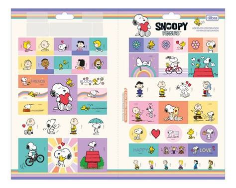 Cartela De Adesivo Decorado Duplo Snoopy Peanuts Tilibra R