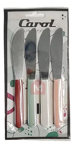 Set X4 Cuchillo Para Untar Untador Carol Acero Inox Colores Color