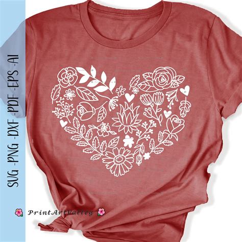 Flower Heart Svg Floral Heart Svg Heart Wreath Svg Floral Heart Svg