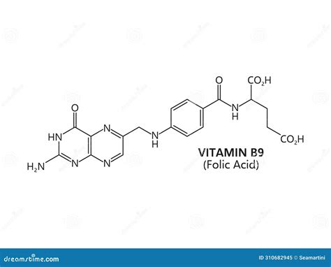 Vitamin B9 Or Folic Acid Has A Molecular Formula Stock Vector