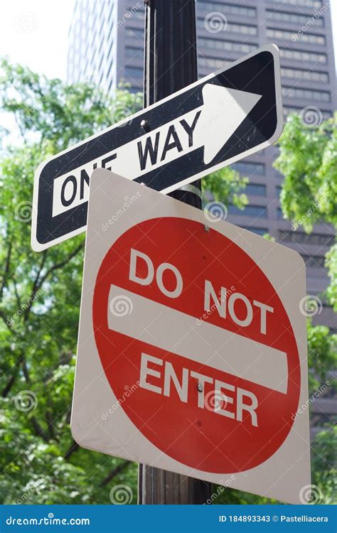 One Way And Do Not Enter Signs Stock Image Image Of Enter Background