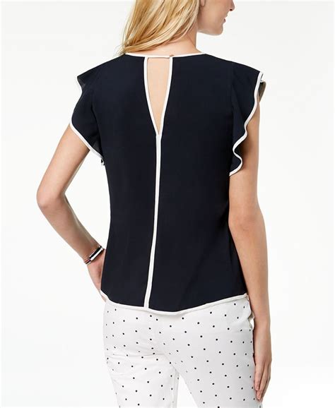 Tommy Hilfiger Flutter Sleeve Keyhole Top Macys