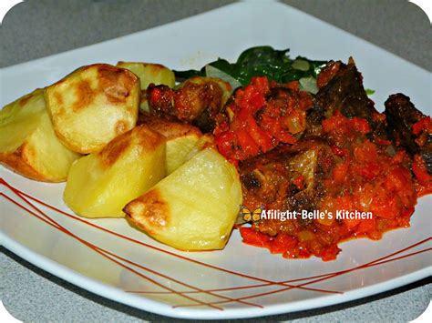 Afrilight Belles Kitchen Stewed Goat Meat With Roasted Potatoes And