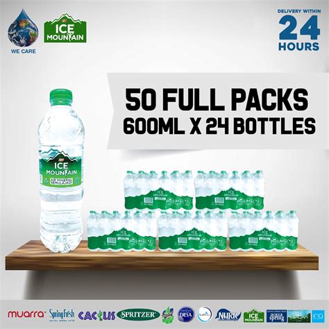 ICE MOUNTAIN Mineral Water Full Pack 600ml X 24 Bottles X 50 Shrink