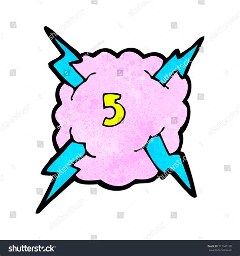 Cartoon Lightning Cloud Number Five Stock Vector Royalty Free