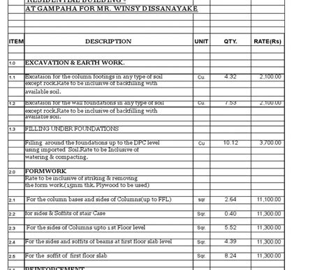 Bill Of Quantities Template Excel Quotation Sample Faizah Hmz S Blog Sexiezpicz Web Porn