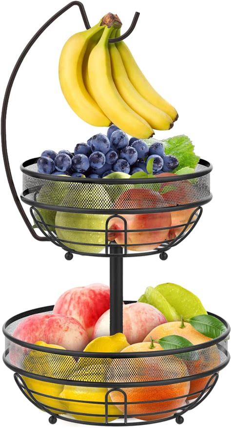 Mutool Fruit Basket Fruit Rack Tier Fruit Bowl With Banana Hanger