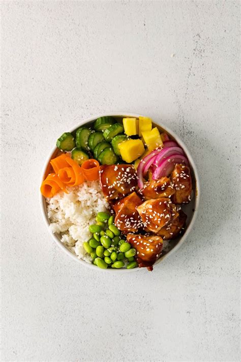 Easy Teriyaki Chicken Poke Bowls L A Farmgirl S Dabbles