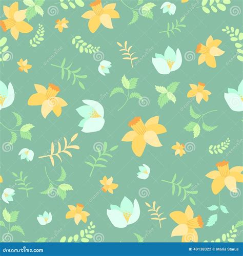 Seamless Spring Flower Pattern Stock Vector Illustration Of Accent