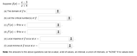 Solved Suppose F X X 8x−3 A The Domain Of F Is B List