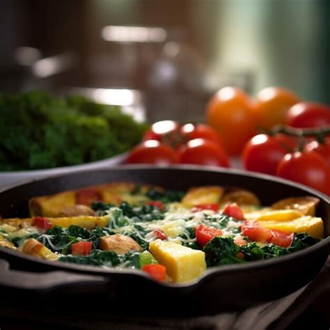 Premium Ai Image Breakfast Frittata Italian Omelet Omelette With Tomatoes Arugula And Soft