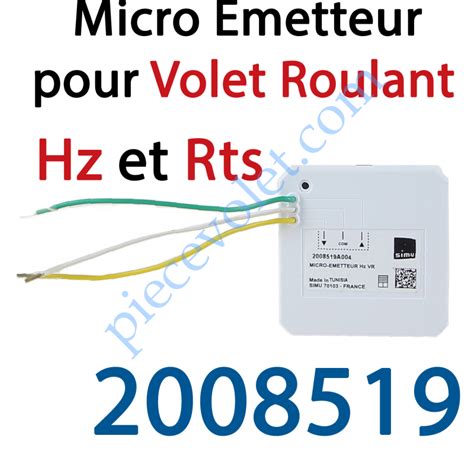 Simu Micro Emetteur Pour Volet Roulant Simu Hz Ou Somfy Rts