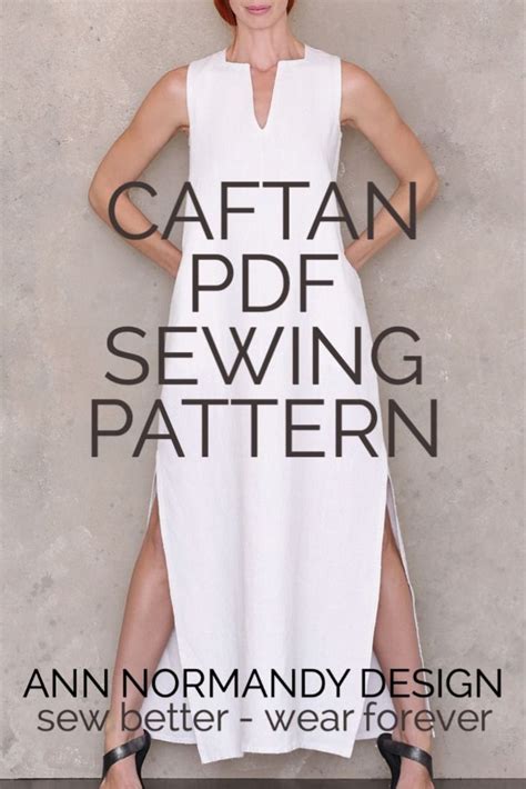 Caftan Pdf Sewing Pattern By Ann Normandy Design White Linen Maxi Dress Sewing Pattern Sew