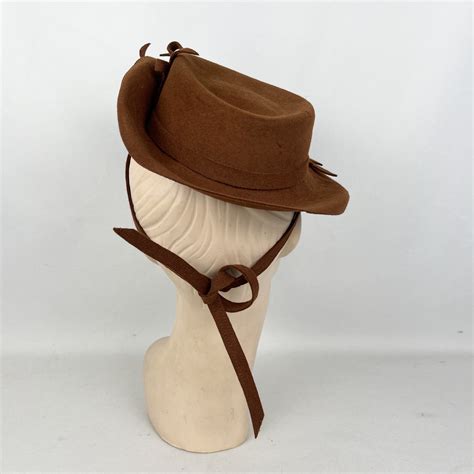 Original 1940 S Rust Felt Tilt Topper Hat Trimmed With Etsy