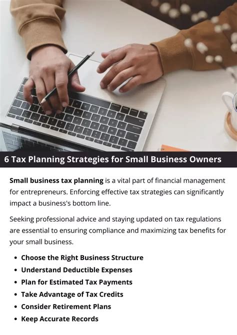 Ppt 6 Tax Planning Strategies For Small Business Owners Powerpoint