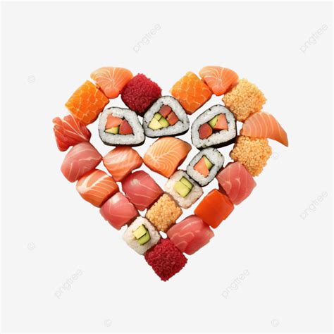 Creative Layout Made Of Heart Shaped Set Of Sushi Rolls For Valentine S