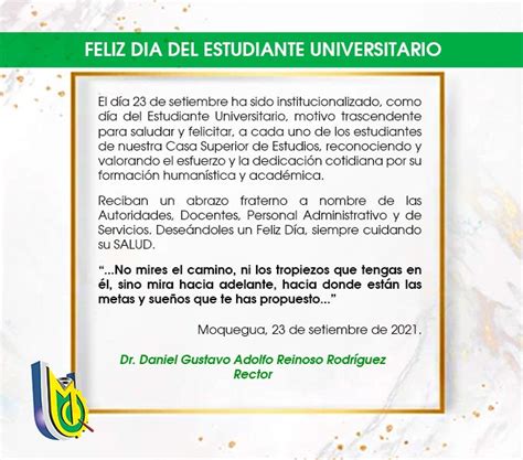 Feliz Día del Estudiante Universitario Universidad José Carlos