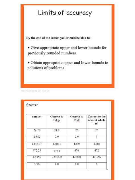 Upper And Lower Bounds Tutorial Pdf Significant Figures