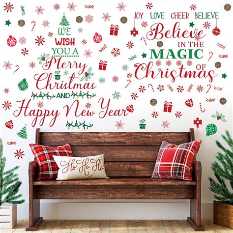 Amazon DNVEN Merry Christmas Wall Decals Colorful Large Christmas