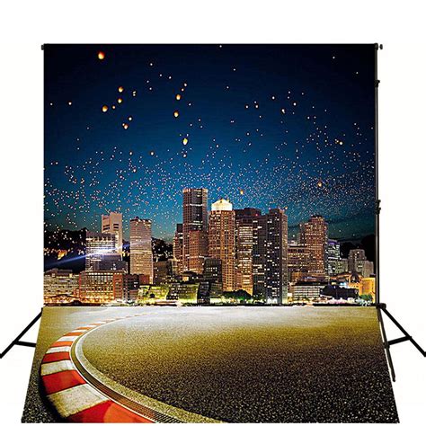 MOHome Photography Backdrop Urban Night 5x7ft Glitter Starry Sky