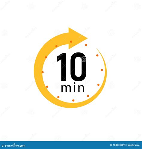 10 Minutes Clock Quick Number Icon 10min Time Circle Icon Stock Vector