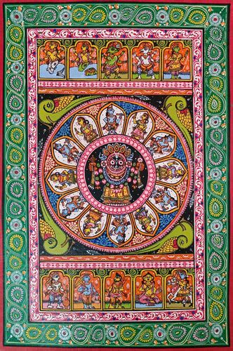 Golden Incarnation With Dashavatar Jagannatha Pattachitra Style