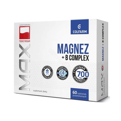 Colfarm Max magnez B complex 60 tabletek opinie skład i cena