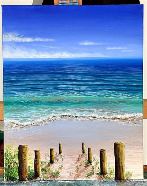 View from the dunes beach art painting | Beach art painting, Beach ...