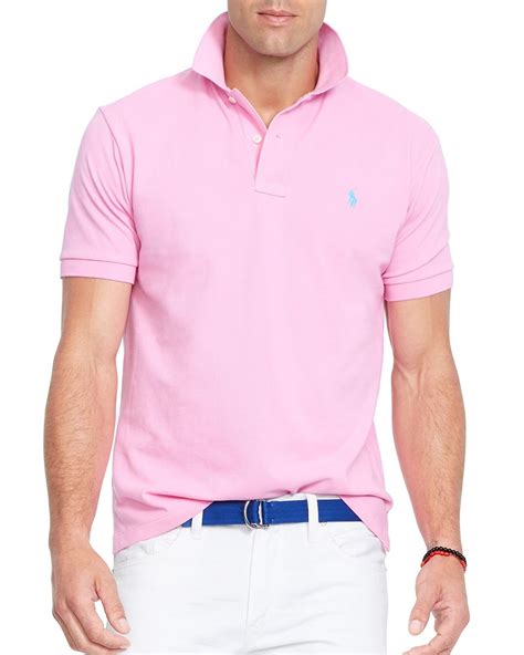 Ralph Lauren Polo Classic Mesh Polo Shirt Regular Fit In Pink For Men