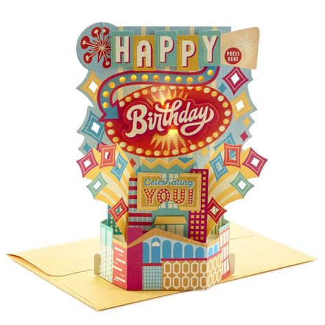 Celebrating You 3d Pop Up Musical Birthday Card With Light Musical Birthday Cards Musical