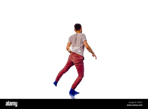 Disco Dancer Showing Some Movements Against Isolated White Background