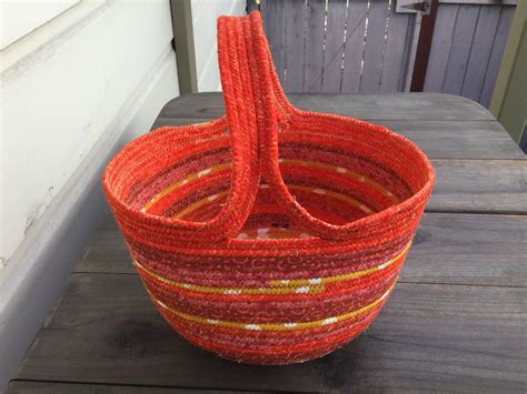 Orange Fabric Covered Clothesline Basket Etsy Clothesline Basket