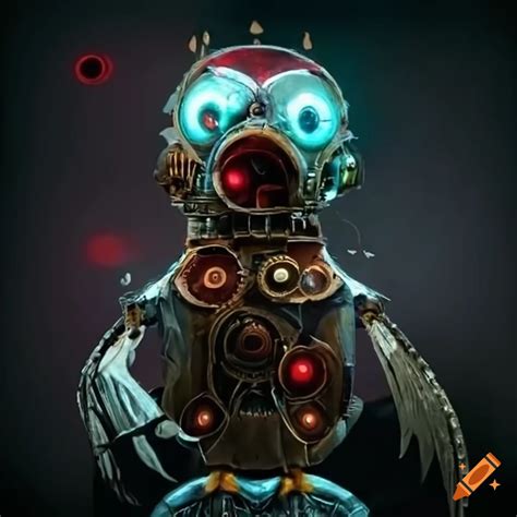 Steampunk Penguin Robot With Red Eyes On Craiyon