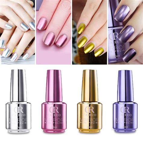 Pcs Mirror Nail Gel Polish Set Soak Off Uv Gel Long Lasting Metallic