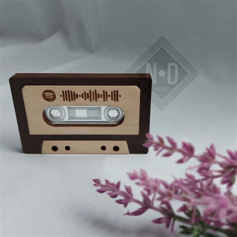 Vintage Mixtape With Spotify Code Wooden Cassette Table Decor Unique