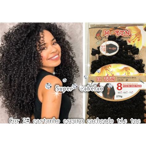 Cabelo Aplique Telas Cor Castanho Chocolate Tic Tac Cacheado Afro