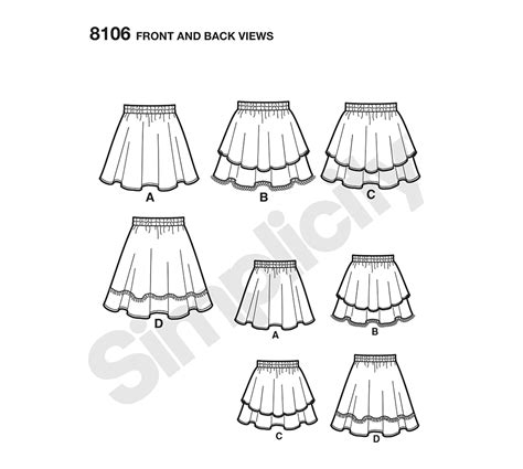 S8106 Simplicity Sewing Pattern Learn To Sew Skirts For Girls And