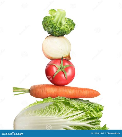 Stack Of Different Fresh Vegetables On White Background Stock Image