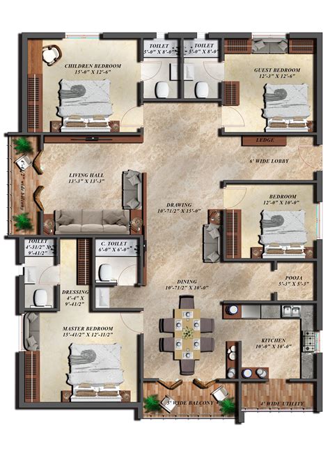 4 Bhk Indian Ground Floor House Plan 4bhk Floor Plan And Elevation In 5